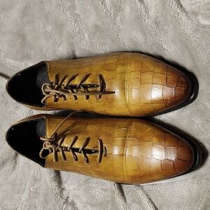 Emilio Franco Made In Italy Alligator embossed almond toe shoes